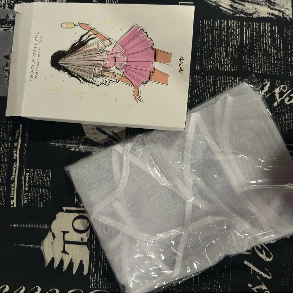 Two-Tier Party Veil with White Satin Trim